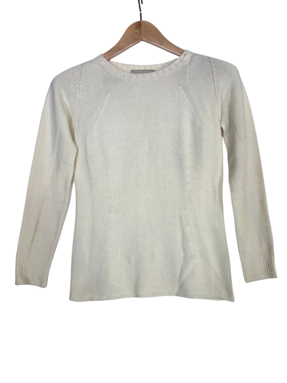 Stefanel Wool &Cashmere blend Cream Scoop Neck Knit Sweater